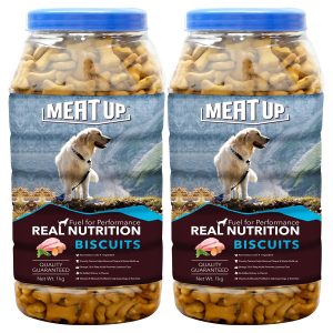 Meat Up Chicken Flavour Real Chicken Biscuit For All Life Stages Dog, 1kg (Buy 1 Get 1 Free)